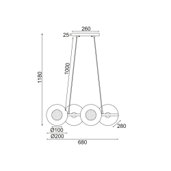 Полилей LAYLA с четири осветителни тела